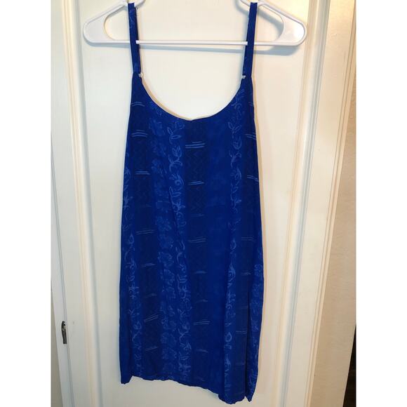 Far Away tropical floral print blue dress, size Small - Picture 4 of 5